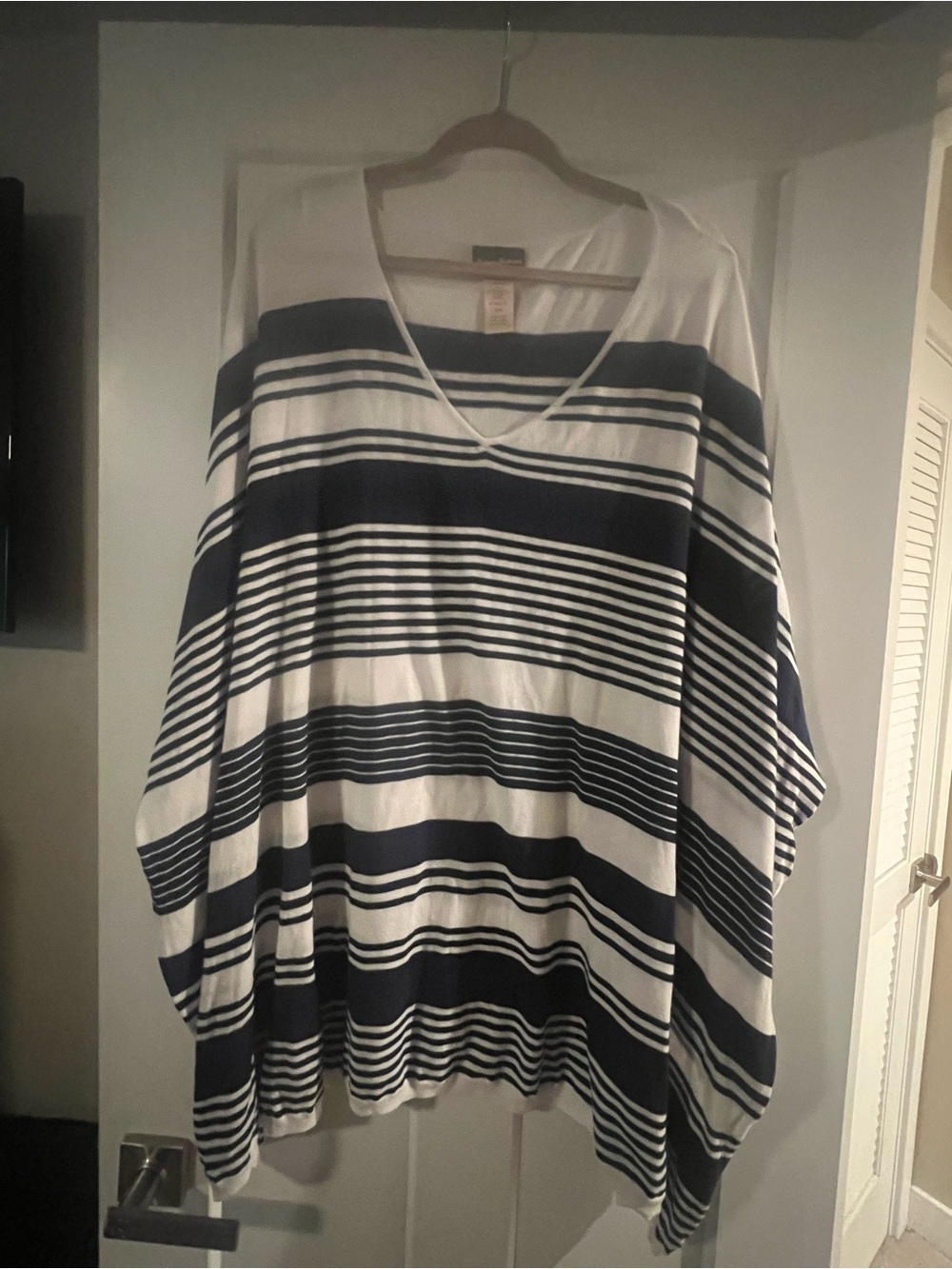 Tommy Bahama Navy and White Striped V-Neck Tunic